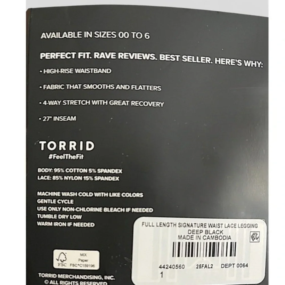 TORRID Lace Leggings w/Attached Black Shorts NWT‎ Size 2X